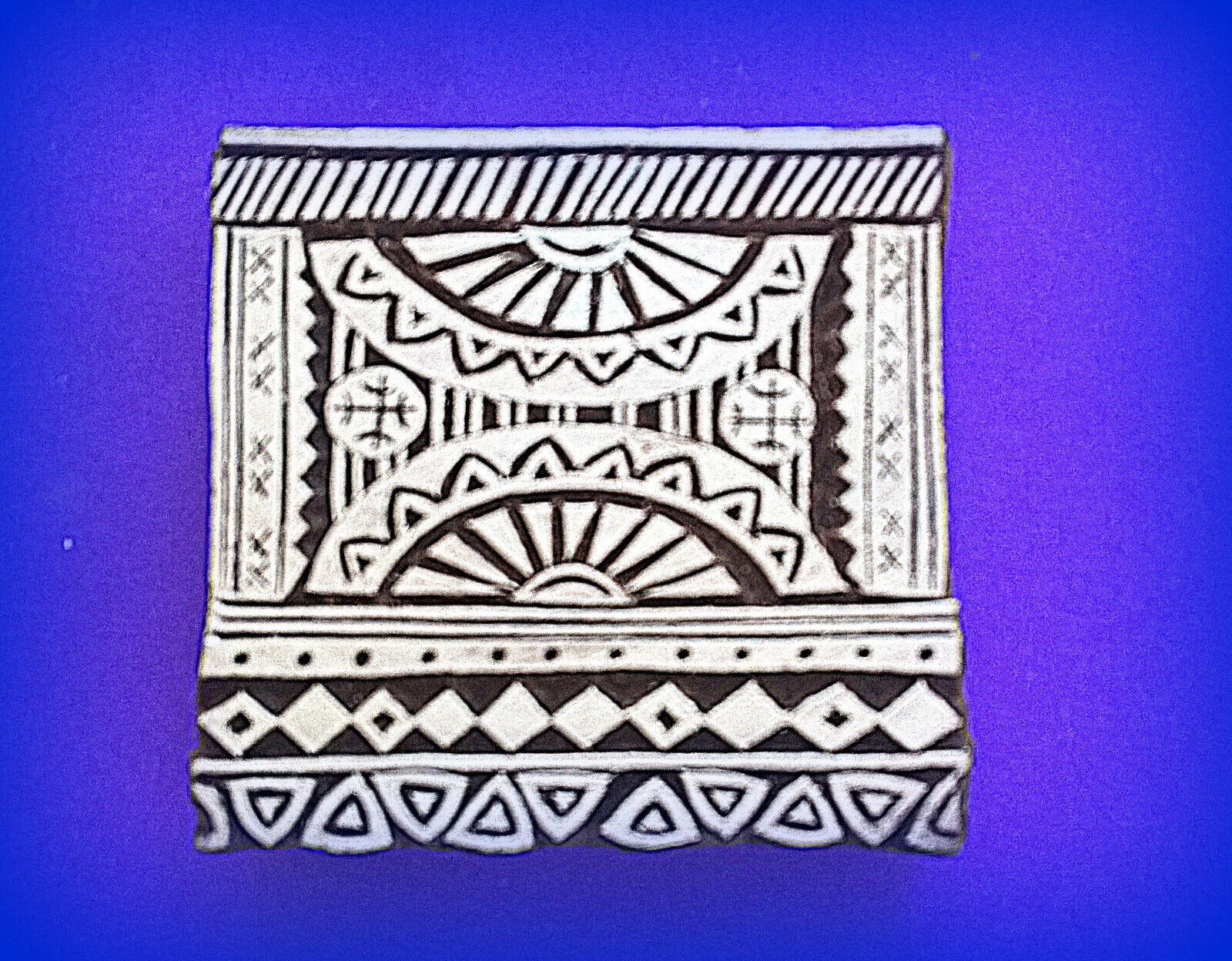African Ethnic Hand Carved Wood Stamp Pottery Textile Fabric Batik Print Block